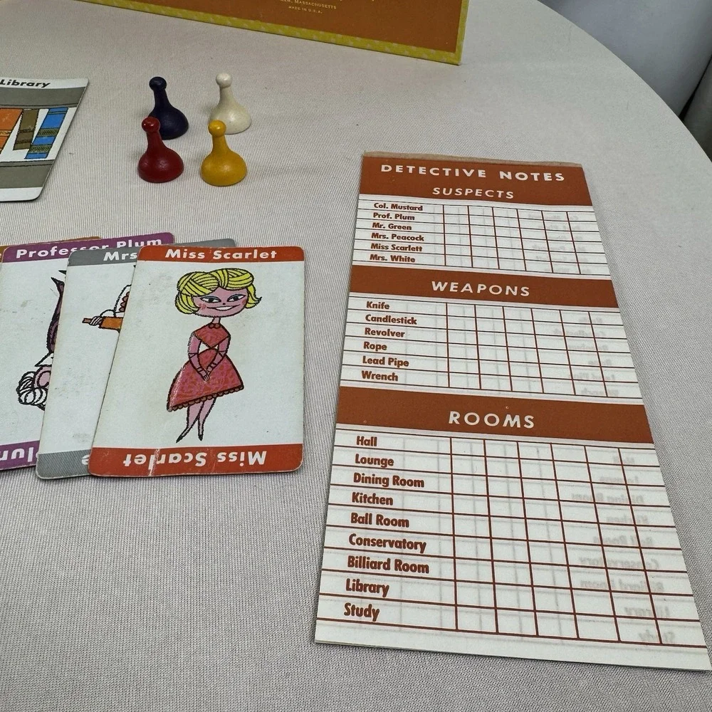 VTG Parker Brothers CLUE Mystery Detective Board Game ‎ c. 1960